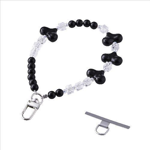エレコム(ELECOM) P-STHBEHBK ブラック スマホストラップ ハートビーズ ハンドストラップ 手首 落下防止 かわいい おしゃれ iPhone/Android対応