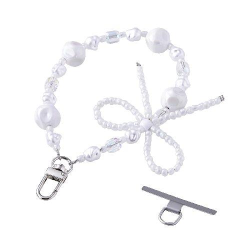 エレコム(ELECOM) P-STHBEPAL パール スマホストラップ リボンパールビーズ ハンドストラップ 手首 落下防止 上品 かわいい iPhone/Android対応