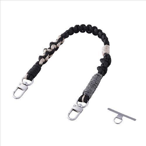 エレコム(ELECOM) P-STHKNBK ブラック スマホストラップ 編みロープタイプ ハンドストラップ 手首 落下防止 iPhone/Android対応