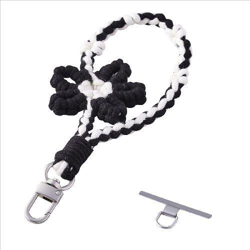 エレコム(ELECOM) P-STHKNFBK ブラック スマホストラップ フラワーモチーフ ハンドストラップ 手首 落下防止 軽量 iPhone/Android対応