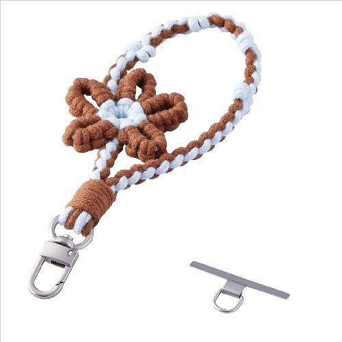 エレコム(ELECOM) P-STHKNFBR ブラウン スマホストラップ フラワーモチーフ ハンドストラップ 手首 落下防止 軽量 iPhone/Android対応