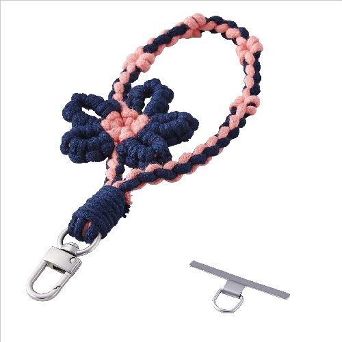 エレコム(ELECOM) P-STHKNFNV ネイビー スマホストラップ フラワーモチーフ ハンドストラップ 手首 落下防止 軽量 iPhone/Android対応