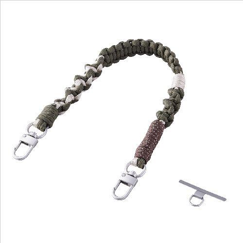 エレコム(ELECOM) P-STHKNKH カーキ スマホストラップ 編みロープタイプ ハンドストラップ 手首 落下防止 iPhone/Android対応