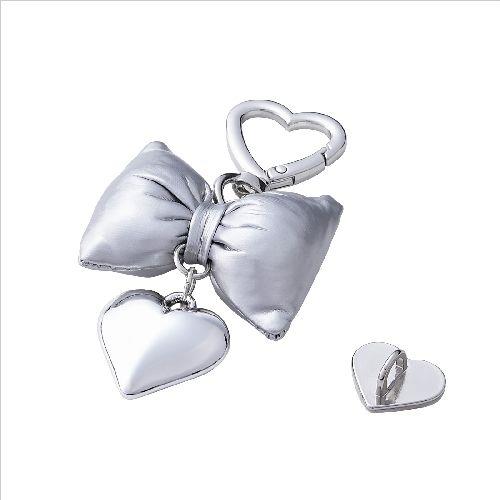 エレコム(ELECOM) P-STKHBERSV シルバー スマホチャーム リボン ストラップ 強力粘着 ハート型チャームホルダー付 落下防止 スマホケース用