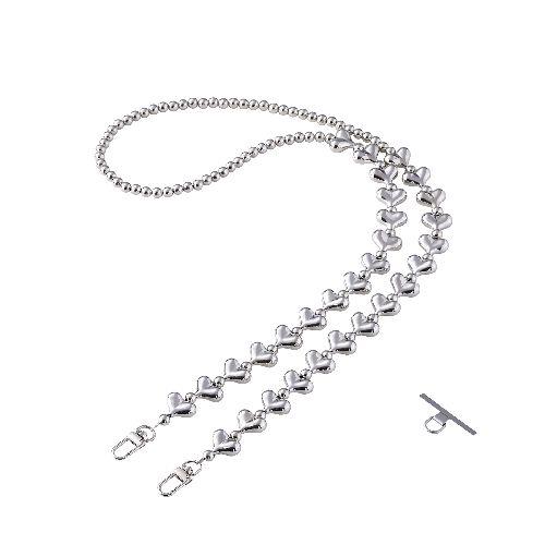 エレコム(ELECOM) P-STSDH1BEHSV シルバー スマホストラップ ハートビーズ ショルダー 首掛け ストラップホルダーシート付 iPhone/Android対 落下防止