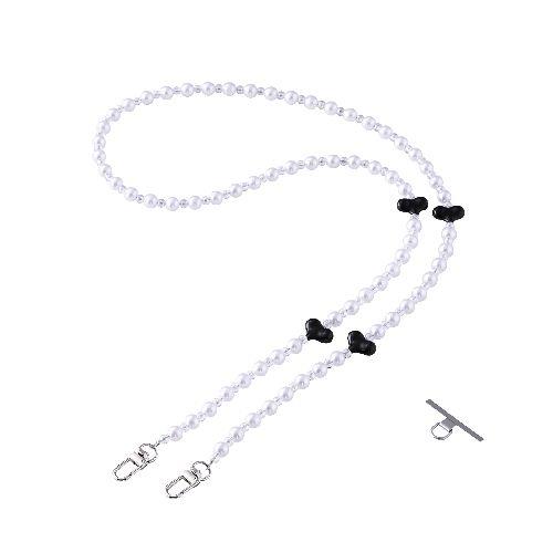 エレコム(ELECOM) P-STSDH1BEPALBK ブラック スマホストラップ ハートパールビーズ ショルダー 首掛け ストラップホルダーシート付 iPhone/Android対応