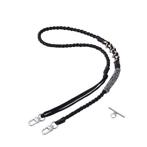 エレコム(ELECOM) P-STSDH1KNBK ブラック スマホストラップ 編みロープタイプ ショルダー 首掛け 長さ調整可 ストラップホルダーシート付 iPhone/Android対応 落下防止