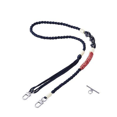 エレコム(ELECOM) P-STSDH1KNNV ネイビー スマホストラップ 編みロープタイプ ショルダー 首掛け 長さ調整可 ストラップホルダーシート付 iPhone/Android対応 落下防止