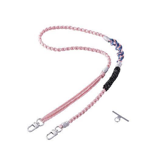エレコム(ELECOM) P-STSDH1KNPN ピンク スマホストラップ 編みロープタイプ ショルダー 首掛け 長さ調整可 ストラップホルダーシート付 iPhone/Android対応 落下防止