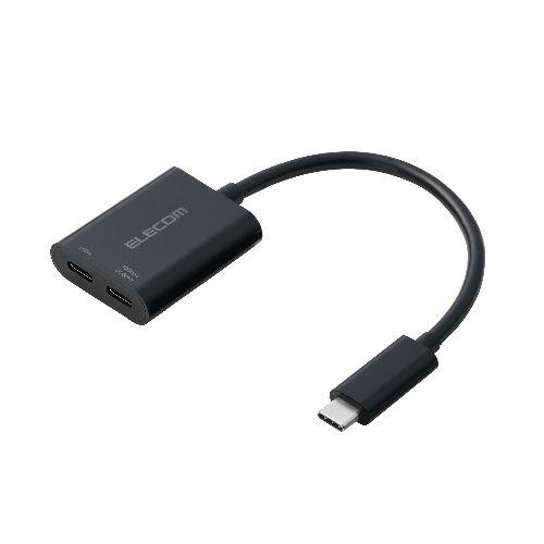 エレコム(ELECOM) AD-C2CPD100BK ブラック USB-C 変換アダプタ 100W PD急速充電 4K映像出力 USB Type-C to Type-C×2 高速データ転送