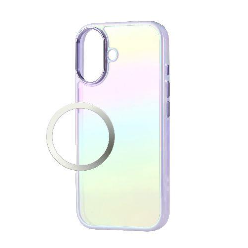 エレコム(ELECOM) PM-A25AHVCAPU ラベンダー iPhone17 ケース ハイブリッド 衝撃吸収 磁気吸着対応メタルステッカー付 オーロラデザイン