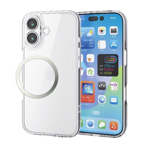 エレコム(ELECOM) PM-A25AHVCGKCR クリア iPhone17 ケース ハイブリッド 衝撃吸収 磁気吸着対応メタルステッカー付 背面ガラス 極限保護