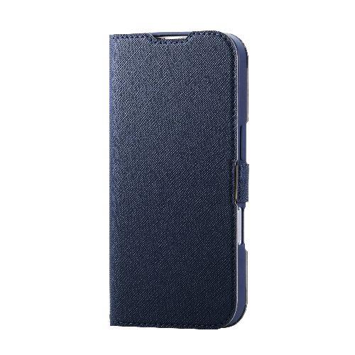 エレコム(ELECOM) PM-A25APLFUJNV ネイビー iPhone17 ケース レザー 手帳型 マグネット 衝撃吸収 超軽量 薄型 スタンド機能付 花柄 UltraSlim