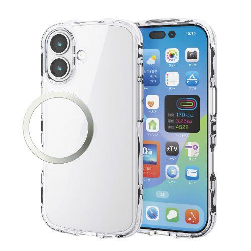 エレコム(ELECOM) PM-A25ATSLACR クリア iPhone17 ケース ハイブリッド 衝撃吸収 軽量 薄型 磁気吸着対応メタルステッカー付 TOUGH SLIM LITE
