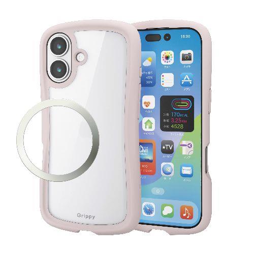 エレコム(ELECOM) PM-A25AGRPFCPN ピンク iPhone17 ケース ハイブリッド 衝撃吸収 磁気吸着対応メタルステッカー付 Grippy