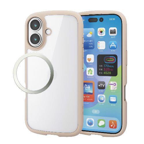 エレコム(ELECOM) PM-A25ATSLFCBE ベージュ iPhone17 ケース ハイブリッド 衝撃吸収 軽量 薄型 磁気吸着対応メタルステッカー付 TOUGH SLIM LITE