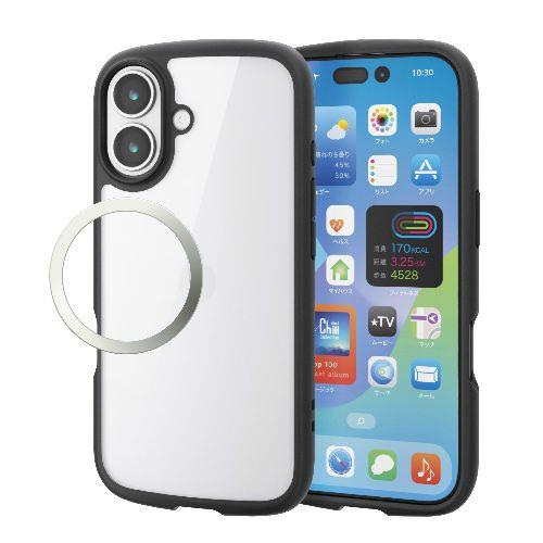 エレコム(ELECOM) PM-A25ATSLFCBK ブラック iPhone17 ケース ハイブリッド 衝撃吸収 軽量 薄型 磁気吸着対応メタルステッカー付 TOUGH SLIM LITE