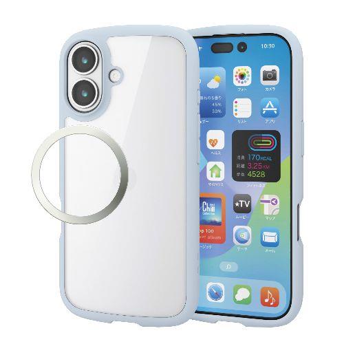 エレコム(ELECOM) PM-A25ATSLFCBU ブルー iPhone17 ケース ハイブリッド 衝撃吸収 軽量 薄型 磁気吸着対応メタルステッカー付 TOUGH SLIM LITE