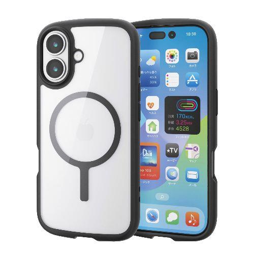 エレコム(ELECOM) PM-A25ATSLFCMBK ブラック iPhone17 ケース ハイブリッド 衝撃吸収 軽量 薄型 MAGKEEP 磁力吸着ワイヤレス充電対応