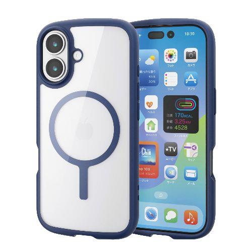 エレコム(ELECOM) PM-A25ATSLFCMNV ネイビー iPhone17 ケース ハイブリッド 衝撃吸収 軽量 薄型 MAGKEEP 磁力吸着ワイヤレス充電対応
