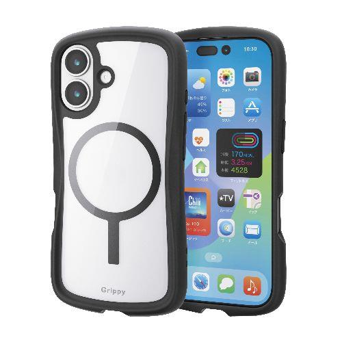 エレコム(ELECOM) PM-A25AGRPFMBK ブラック iPhone17 ケース ハイブリッド 衝撃吸収 MAGKEEP 磁力吸着ワイヤレス充電対応 Grippy