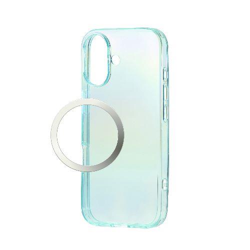 エレコム(ELECOM) PM-A25AUCABU ブルー iPhone17 ケース ソフト 磁気吸着対応メタルステッカー付 オーロラデザイン