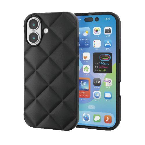 エレコム(ELECOM) PM-A25AUCQBK ブラック iPhone17 ケース ソフト 衝撃吸収 キルティング風デザイン