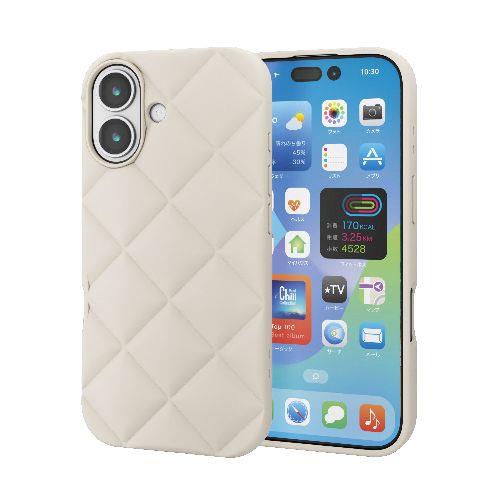 エレコム(ELECOM) PM-A25AUCQBE ベージュ iPhone17 ケース ソフト 衝撃吸収 キルティング風デザイン