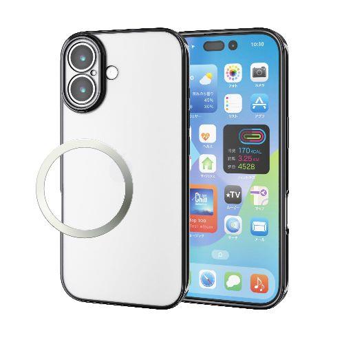 エレコム(ELECOM) PM-A25AUCTMKBK メタリックブラック iPhone17 ケース ソフト 磁気吸着対応メタルステッカー付 極限保護