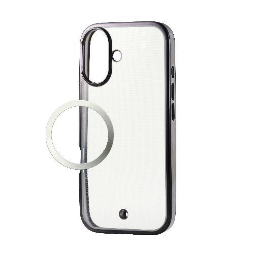 エレコム(ELECOM) PM-A25AUCTMLBGB ブラックグレージュ iPhone17 ケース ソフト 衝撃吸収 磁気吸着対応メタルステッカー付 メタリックライン