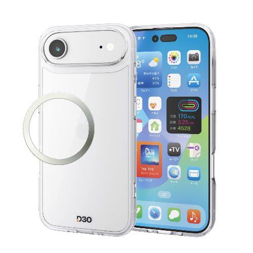 エレコム(ELECOM) PM-A25BD3OTCR クリア iPhone Air ケース ハイブリッド D3O R 超衝撃保護 磁気吸着対応メタルステッカー付