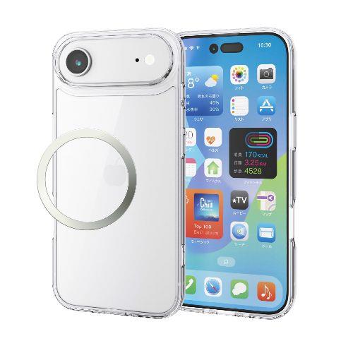 エレコム(ELECOM) PM-A25BHVCG1CR クリア iPhone Air ケース ハイブリッド 衝撃吸収 磁気吸着対応メタルステッカー付 背面ガラス