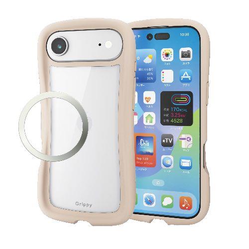 エレコム(ELECOM) PM-A25BGRPFCBE ベージュ iPhone Air ケース ハイブリッド 衝撃吸収 磁気吸着対応メタルステッカー付 Grippy
