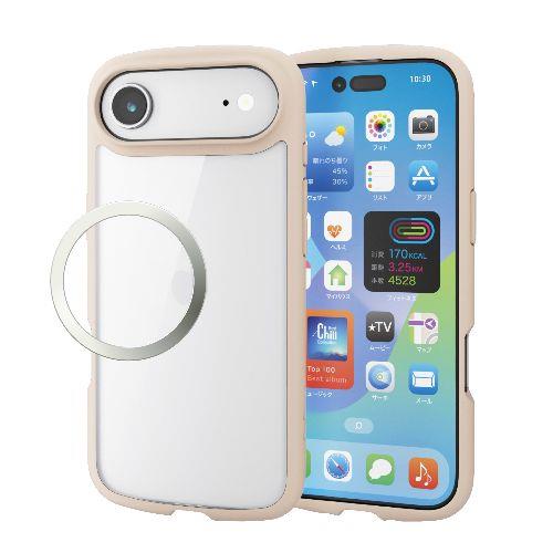 エレコム(ELECOM) PM-A25BTSLFCBE ベージュ iPhone Air ケース ハイブリッド 衝撃吸収 軽量 薄型 磁気吸着対応メタルステッカー付