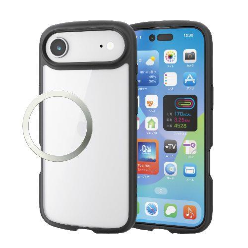 エレコム(ELECOM) PM-A25BTSLFCBK ブラック iPhone Air ケース ハイブリッド 衝撃吸収 軽量 薄型 磁気吸着対応メタルステッカー付