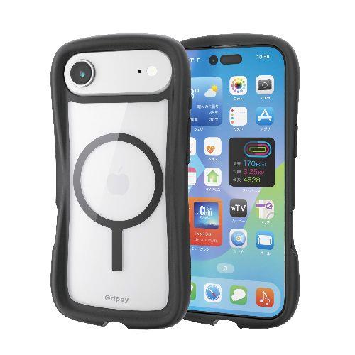 エレコム(ELECOM) PM-A25BGRPFMBK ブラック iPhone Air ケース ハイブリッド 衝撃吸収 MAGKEEP 磁力吸着ワイヤレス充電対応 Grippy