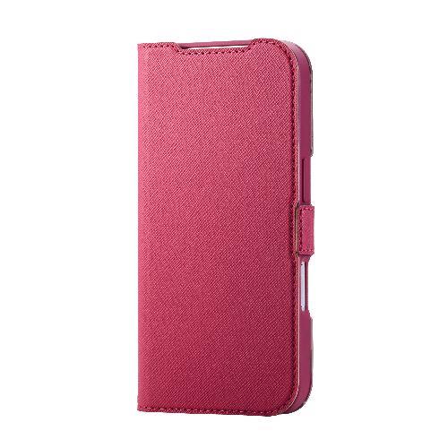 エレコム(ELECOM) PM-A25CPLFUJPND ディープピンク iPhone17 Pro ケース レザー 手帳型 ﾏｸﾞﾈｯﾄ 衝撃吸収 超軽量 薄型 ｽﾀﾝﾄﾞ機能付 花柄 UltraSlim