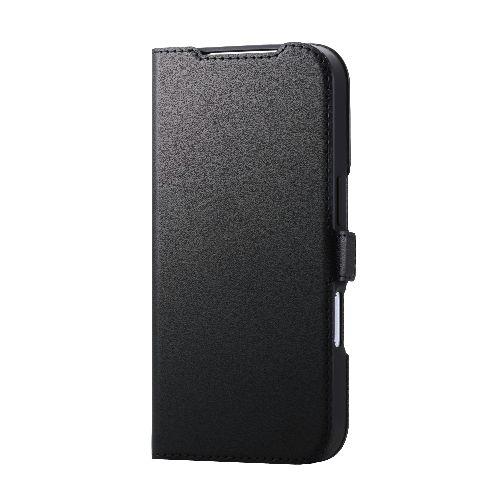 エレコム(ELECOM) PM-A25CPLFY3BK ブラック iPhone17 Pro ケース レザー 手帳型 マグネット 衝撃吸収 スタンド機能付