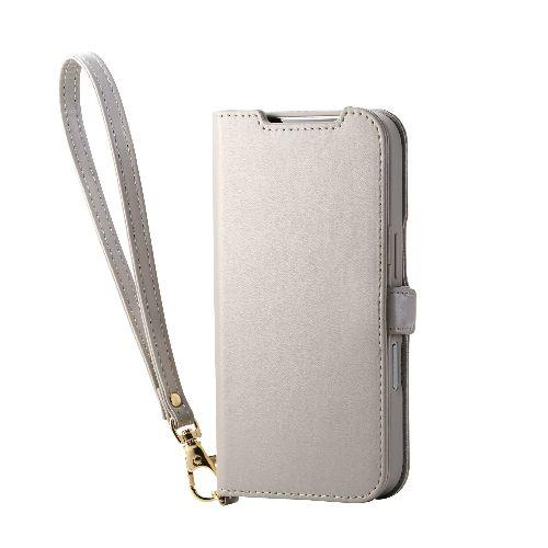 エレコム(ELECOM) PM-A25CPLFY4GB グレージュ iPhone17 Pro ケース レザー 手帳型 マグネット 衝撃吸収 ハンドストラップ付 スタンド機能付