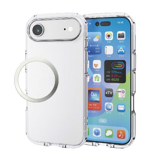 エレコム(ELECOM) PM-A25CTSLUC3CR クリア iPhone17 Pro ケース ソフト 衝撃吸収 軽量 薄型 磁気吸着対応メタルステッカー付 高透明