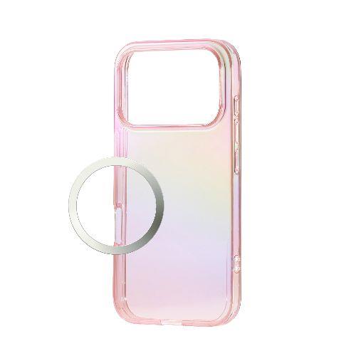 エレコム(ELECOM) PM-A25CUCAPN ピンク iPhone17 Pro ケース ソフト 磁気吸着対応メタルステッカー付 オーロラデザイン