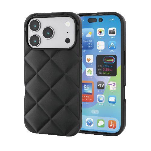 エレコム(ELECOM) PM-A25CUCQBK ブラック iPhone17 Pro ケース ソフト 衝撃吸収 キルティング風デザイン