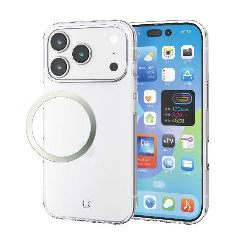 エレコム(ELECOM) PM-A25CUCT3CR クリア iPhone17 Pro ケース ソフト 薄型 磁気吸着対応メタルステッカー付 高透明