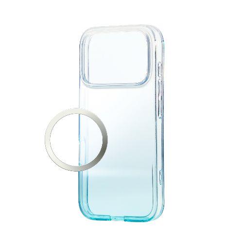 エレコム(ELECOM) PM-A25CUCWCBU ブルー iPhone17 Pro ケース ソフト 磁気吸着対応メタルステッカー付 グラデーション