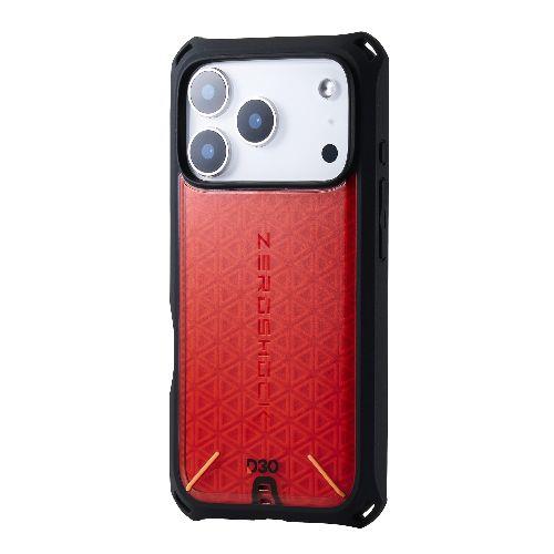 エレコム(ELECOM) PM-A25CZEROD3RD レッド iPhone17 Pro ケース ハイブリッド D3O R 超衝撃保護 フィルム付 ZEROSHOCK