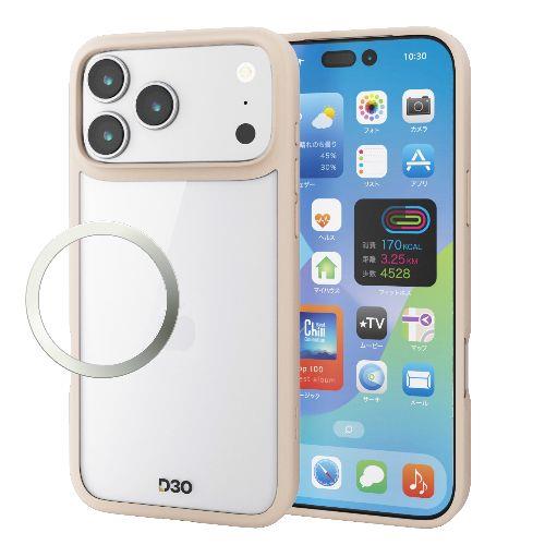 エレコム(ELECOM) PM-A25DD3OFCBE ベージュ iPhone17 Pro Max ケース ハイブリッド D3O R 超衝撃保護 磁気吸着対応メタルステッカー付