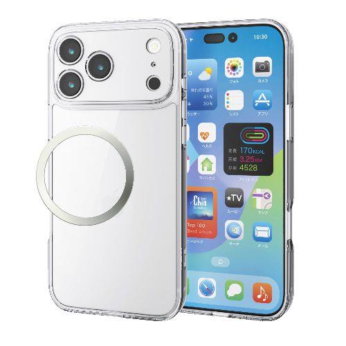 エレコム(ELECOM) PM-A25DHVCGKCR クリア iPhone17 Pro Max ケース ハイブリッド 衝撃吸収 磁気吸着対応メタルステッカー付 背面ガラス 極限保護