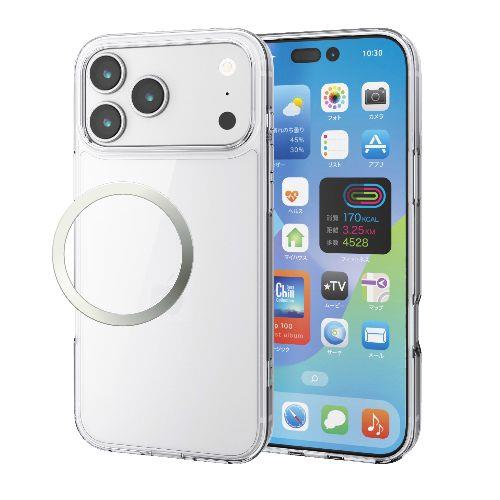 エレコム(ELECOM) PM-A25DHVCKCR クリア iPhone17 Pro Max ケース ハイブリッド 衝撃吸収 磁気吸着対応メタルステッカー付