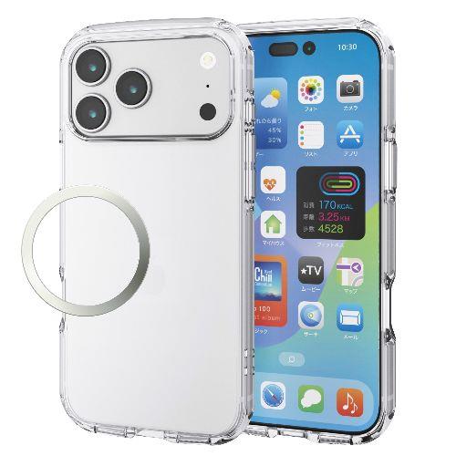 エレコム(ELECOM) PM-A25DTSLUC3CR クリア iPhone17 Pro Max ケース ソフト 衝撃吸収 軽量 薄型 磁気吸着対応メタルステッカー付 高透明