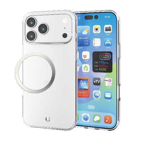 エレコム(ELECOM) PM-A25DUCTCR クリア iPhone17 Pro Max ケース ソフト 薄型 磁気吸着対応メタルステッカー付